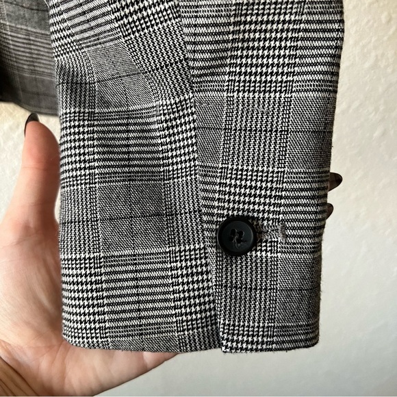 ZARA Tailored Plaid Professional Blazer Jacket Size 2 Grey - Picture 4 of 8